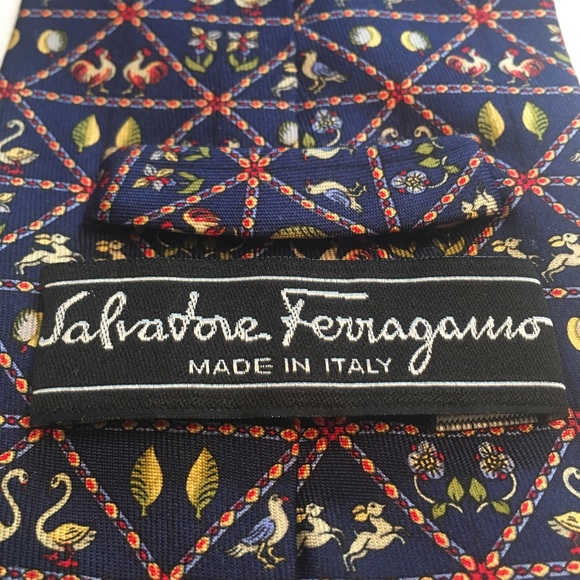SALVATORE FERRAGAMO TIE Giraffe & Goose on Salmon Orange  Salvatore Ferragamo Tie